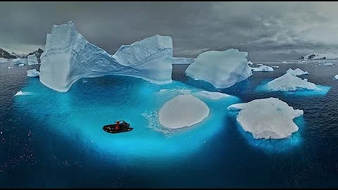 Crazy zodiac crusing thru Icebergs, ANTARCTICA, Cierva Cove, : Amazing Planet (4K) 2023