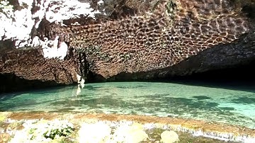 Amazing light reflections at Wookey Hole Cave resurgence
