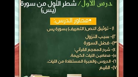 شرح شطر الأول من سورة (يس) بشكل مفصل مع تلخيص مكتوب بشكل دقيق.