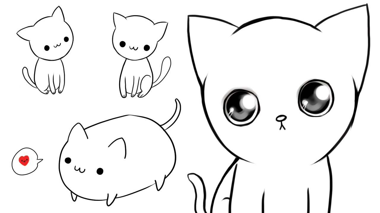 3 ways to draw cute cats - YouTube