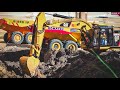 Hydraulic rc cat 330f excavator loading komatsu and caterpillar adts 