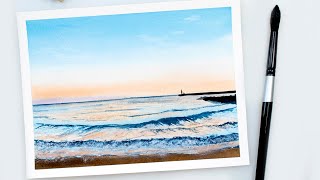 watercolor easy seascape step painting tutorial