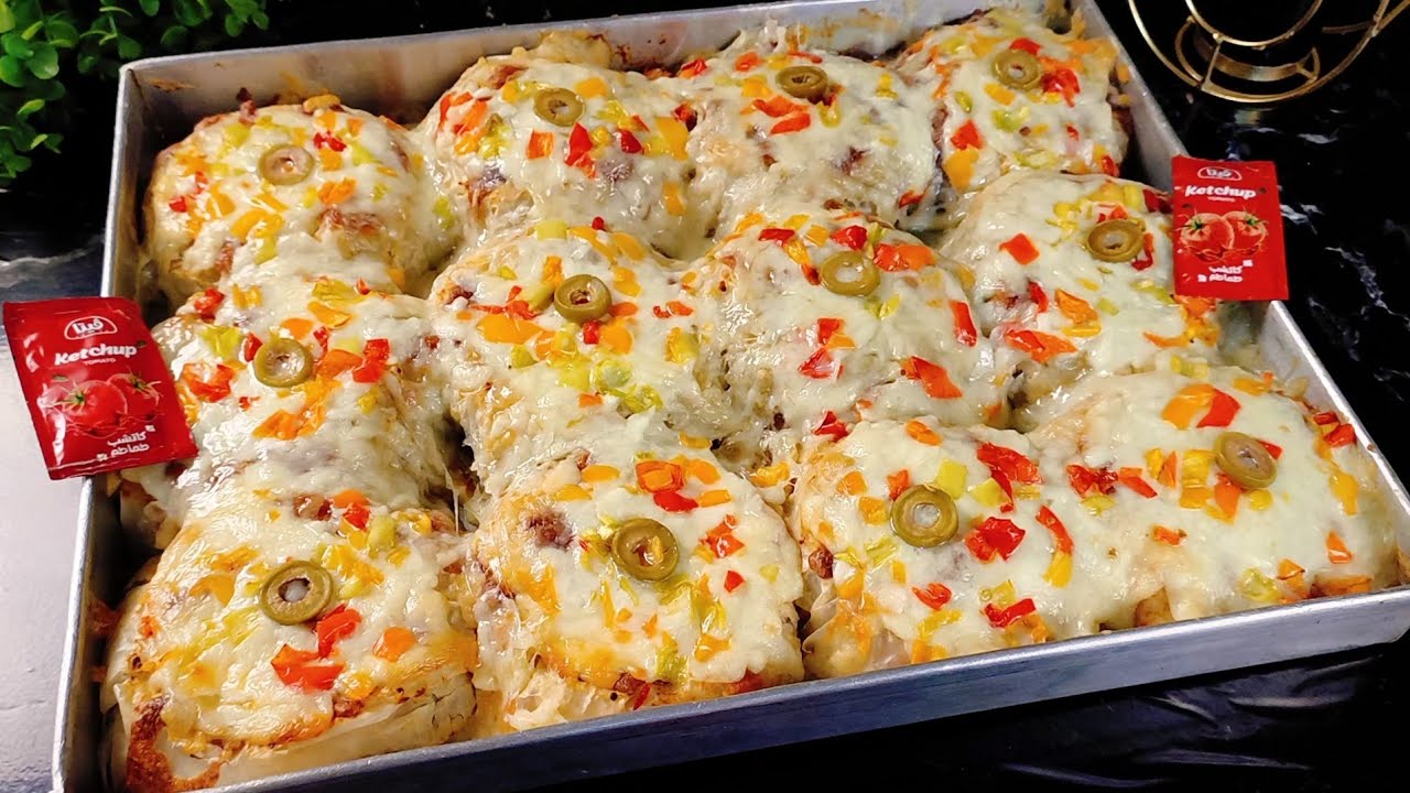 لو عندك لفة جلاش 🔴 اعملي  وجبة  غداء او عشاءتجمع بين الفطير الشرقى والبيتزا   🔴