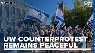 Counterprotest remains peaceful as pro-Israel group marches near encampment on UW campus