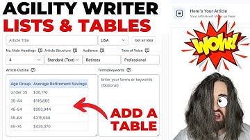 Agility Writer 🔥NEW🔥 Lists & Tables Feature [+GPT-4 Integration]
