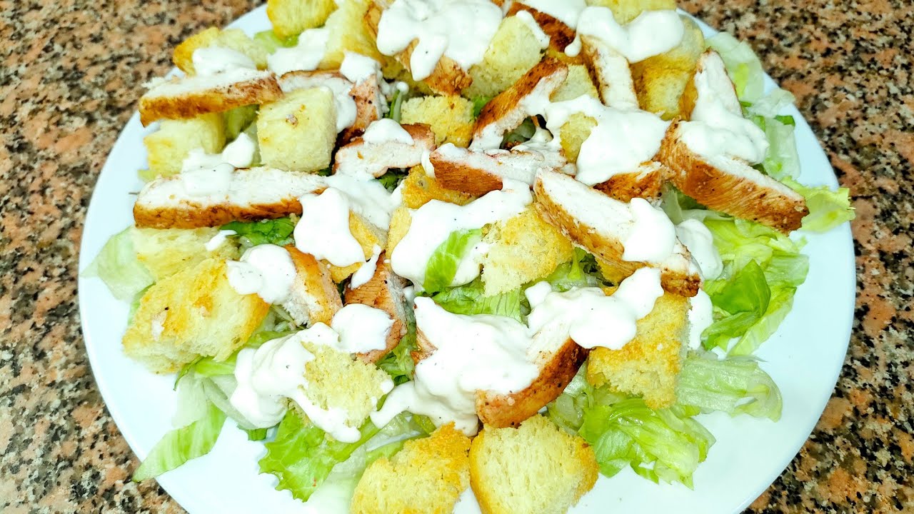 سيزر سلاد بدون انشوجه بدون جبنه بارميچان باقل الإمكانيات بألذ طعم #طبخ#وصفه#مطبخ#سلاطات