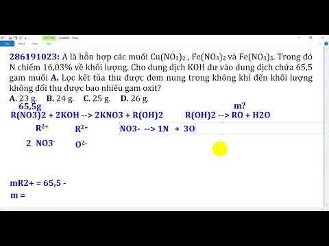 Video A là hỗn hợp các muối Cu(NO3)2 , Fe(NO3)2 và Fe(NO3)3. Trong đó N chiếm 16,03% về khối lượng. - youtube