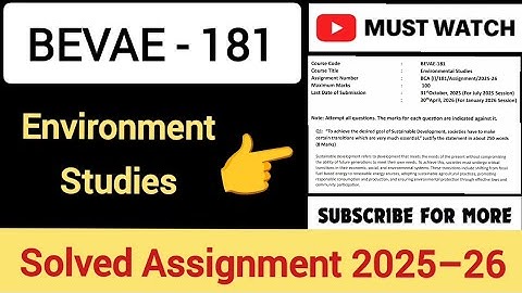 BEVAE - 181 Solved Assignment 2025-26 in English | IGNOU