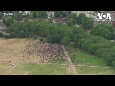 სოლიდარობის აქცია ლონდონში - კადრები დემონსტრაციიდან