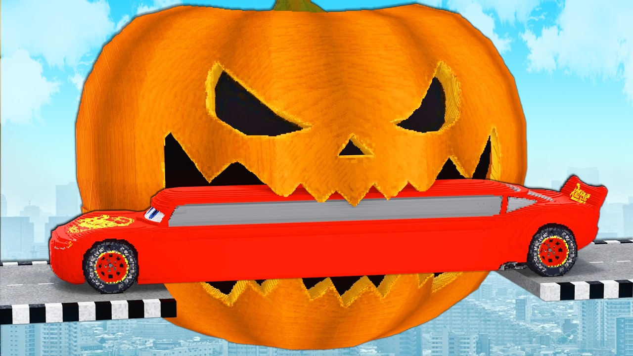 LONG CARS vs PUMPKIN HALLOWEEN in Teardown