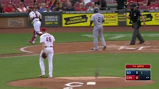 SD@CIN: Adleman whiffs Pirela swinging in the 1st