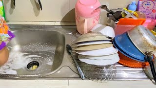 🧹🧽Washing Dishes at Night//Full Sink