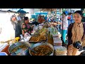 Most popular cambodian street food for lunch  delicious roasted fish frog khmer food  more
