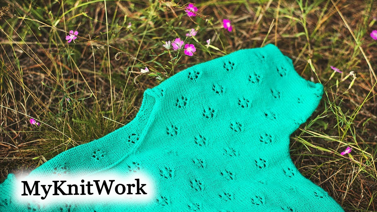 Ажурный узор спицами для пуловера. Вязание спицами.