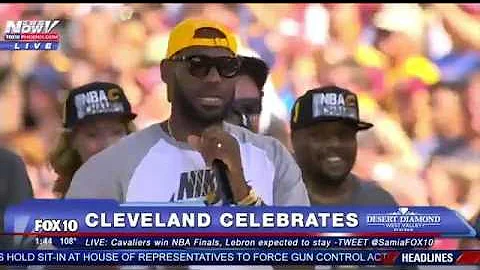 FNN: Lebron James Gives EMOTIONAL, Expletive-Filled Speech at Victory Celebration in Cleveland