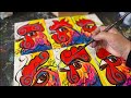 Cómo poner precio a mis cuadros para vender/pintando con acrílicos 12 cuadros de gallos