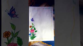 Beautiful Handmade Floral Border Design with Butterfly 🦋 | Easy Drawing for Beginners