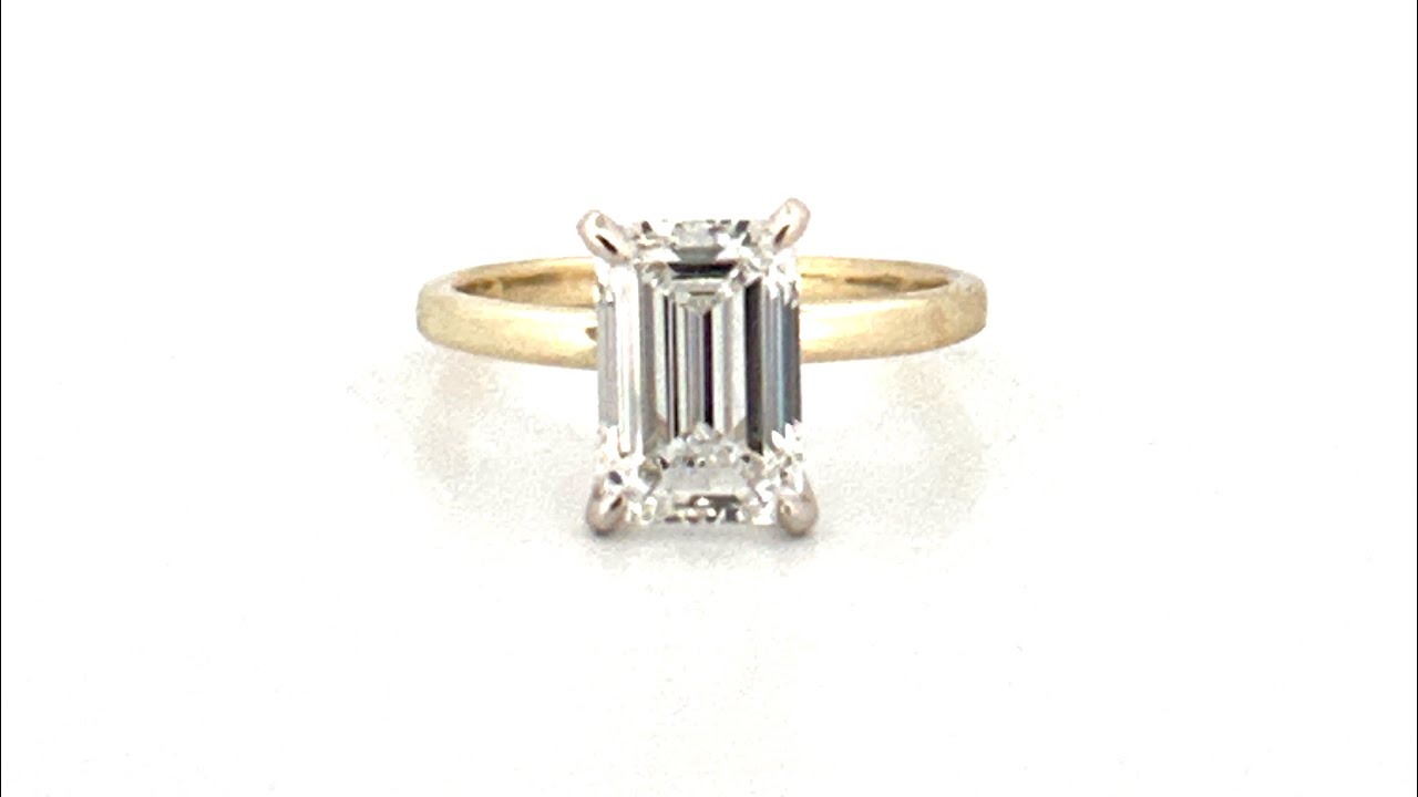 14K Gold 3.00 Carat Emerald Cut Lab Grown Diamond Solitaire Engagement