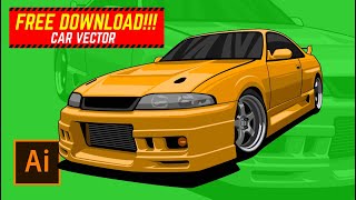 How to make Car Vector Illustration Nissan Skyline R33 ll Adobe Illustrator Speed Art screenshot 5