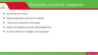 Introduction to Creativity, Change and Innovation