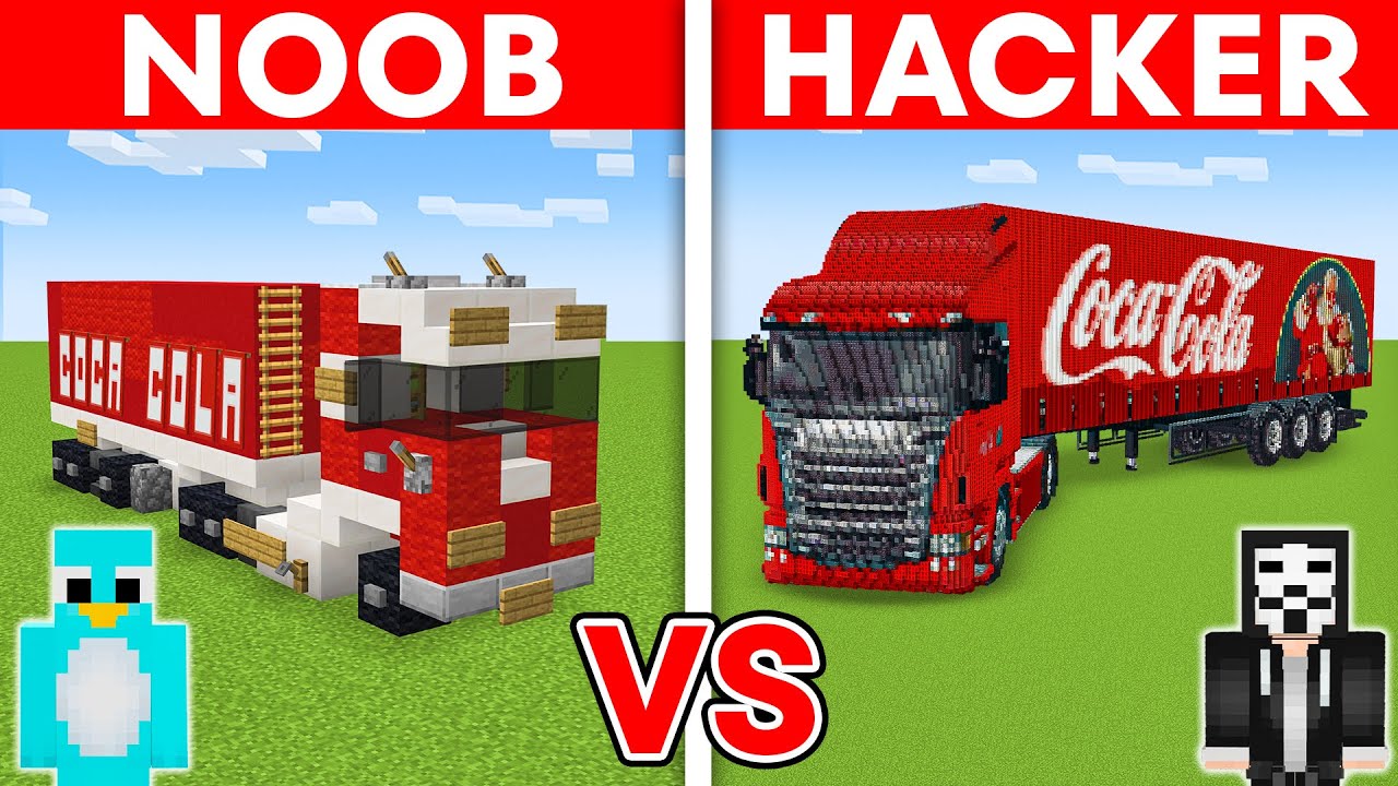 NOOB vs HACKER: COCA COLA TRUCK House Build Challenge in Minecraft