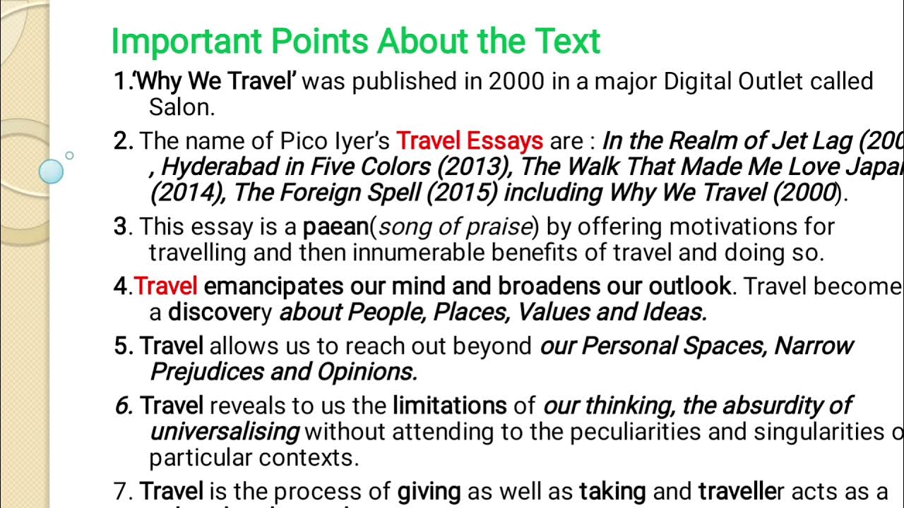 why we travel pico iyer summary pdf