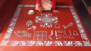 Laxmi Puja Alpona Design Poush Sankranti Special Alpona Sankranti Rangoli Design Pongol Design