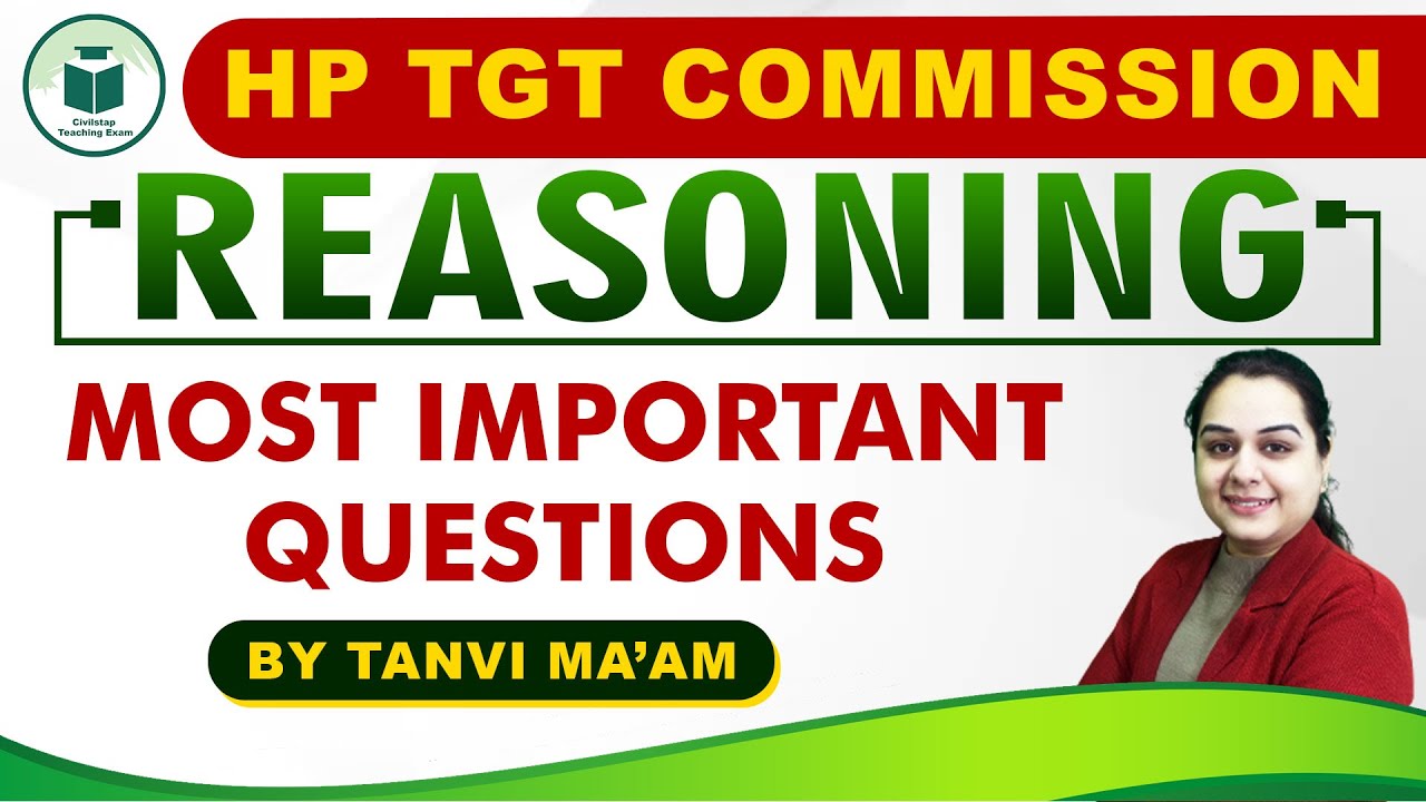 HP TGT Commission | Reasoning | Most Important Questions | By Tanvi Mam