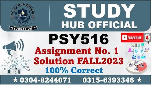PSY516 Assignment 1 Solution Fall 2023, PSY516 Assignment 1 solution 2023, PSY516 assig 1 solution