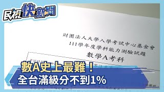 學測成績出爐 數A滿級非不到1%  史上最難！教師:配合108課綱－民視新聞