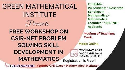 Workshop-CSIR-NET Problem Solving Skill development in Mathematics-GMI| Algebra| Day-5- Session-1