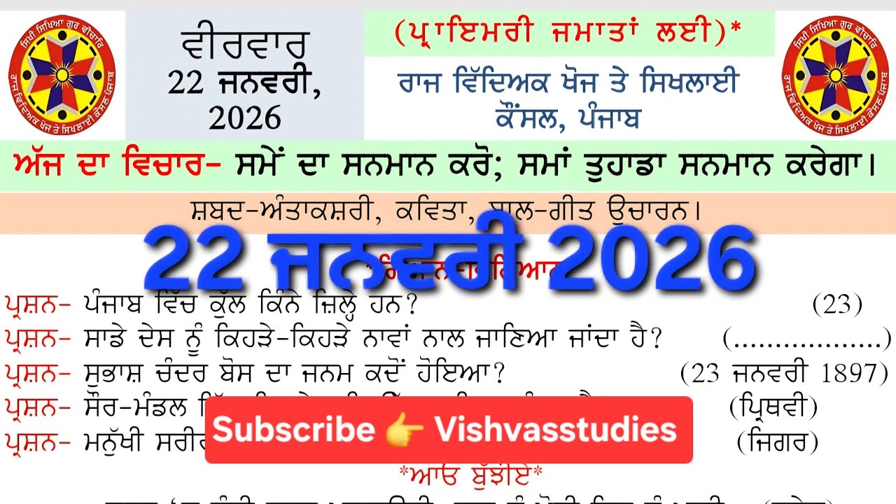 morning slide today। morning slide 22 january 2026।gk morning slide l morning slide। punjab gk slide