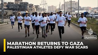 Gaza athletes defy war scars as marathon returns to coastal road
