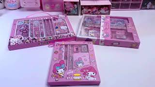 Unboxing pink my melody & hello kitty stationery set