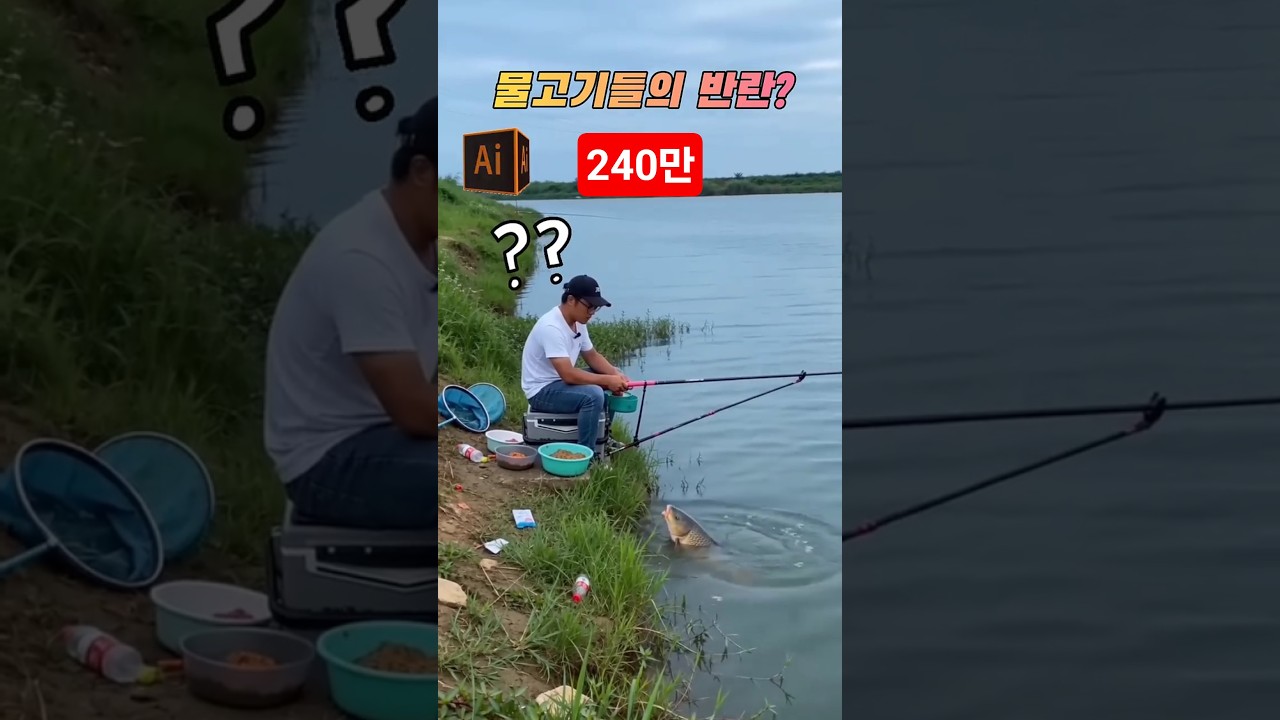 (ai 제작 유머)낚시꾼 놀리는 넘들?#fishing #민물낚시