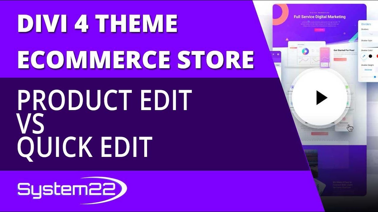 Divi 4 Ecommerce Product Edit vs Quick Edit 😎 - YouTube