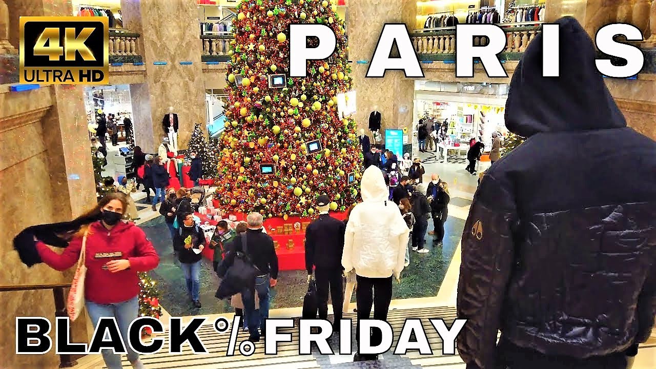 🇫🇷Paris BLACK FRIDAY Walking Tour 4K ChampsÉlysées Christmas Lights