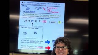 Interpreting the parameters of a linear function that models a real world situation ￼