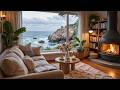 Peaceful Beach House Ambience 🌊🔥Gentle Piano Music ,Coastal Waves for Relaxation, Study &amp; Deep Sleep