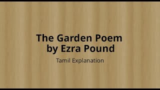 The Garden Poem Summary In Tamil