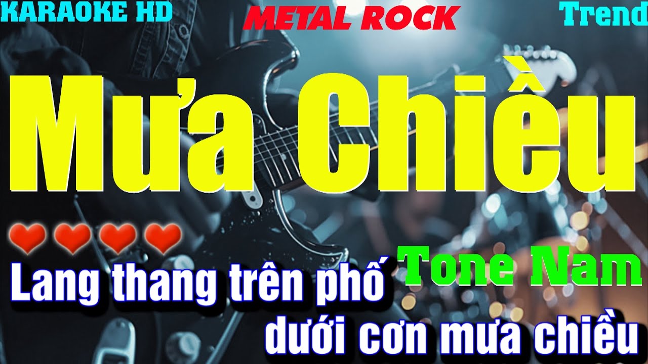 Karaoke Mưa Chiều (Slow Rock) lTone Nam l Beat phối mới 2025 Âm thanh chất lượng,nhạc cực hay,dễ hát