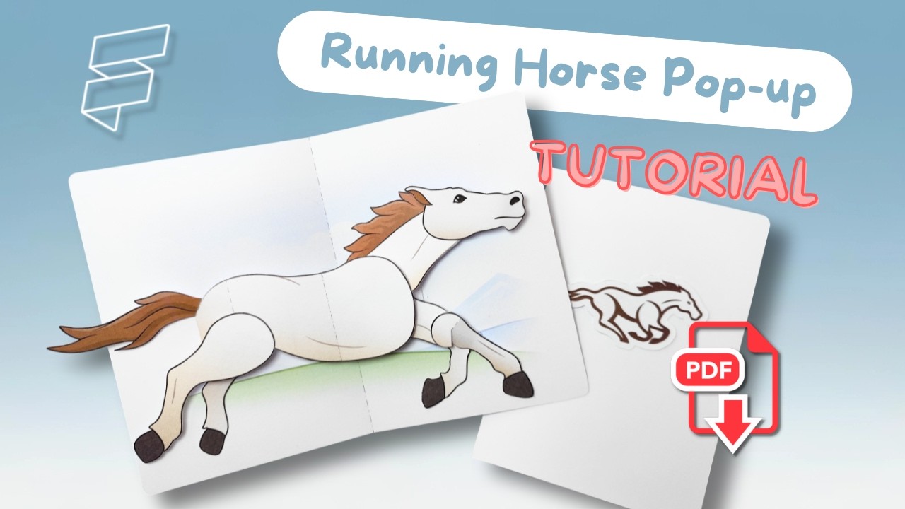 Horse running (version 2) | Pop up Card Tutorial | DIY Paper craft | Free template download