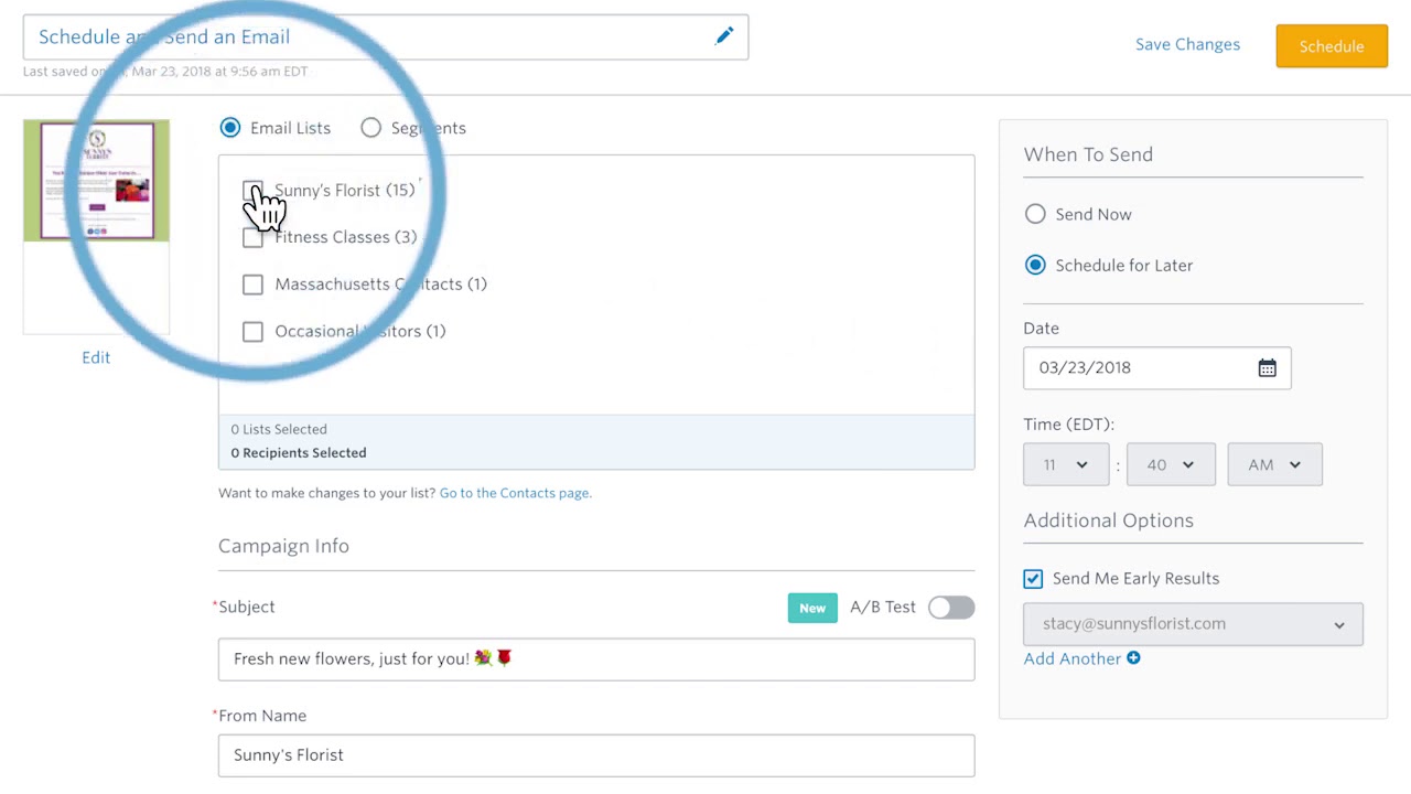 Schedule and Send an Email Constant Contact - YouTube