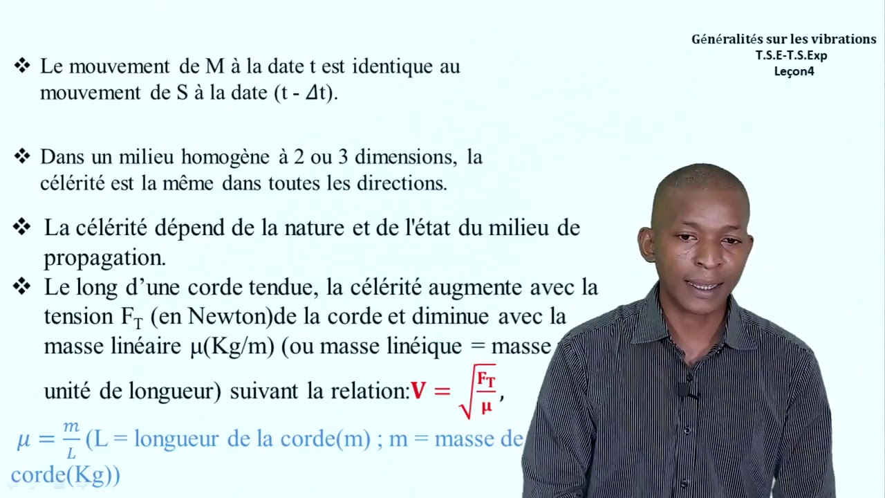 TSE TSExp Physique leçon5 Généralités sur les vibrations
