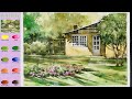 Without Sketch Landscape Watercolor - Warm Sunshine (color mixing view) NAMIL ART