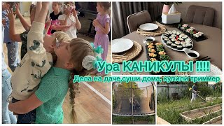 Семейный влог: 🥳Ура КАНИКУЛЫ!!!🪴Дела на даче,🌿 купили триммер💪