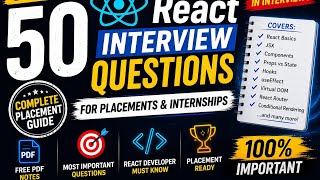 ⚛️ Top 50 React Interview Questions🔥Most Important Questions for Placements & Internships 😳💼✅ 