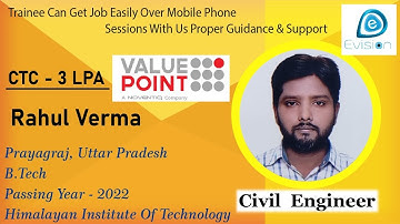 Congrats, Rahul | CIVIL ENGINEER| 3 LPA | Placed as Technical Analyst in Value Point Systems Pvt Ltd