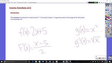 Inverse Functions Part 1 - Introduction (2.5)