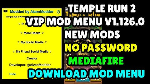 Temple Run 2 Mod Menu v1.126.0 | Unlimited Gems, Unlimited Coins, God Mode, No Stumble, More...